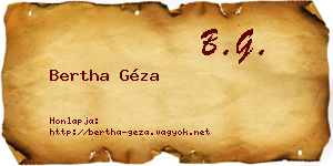 Bertha Géza névjegykártya