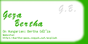 geza bertha business card